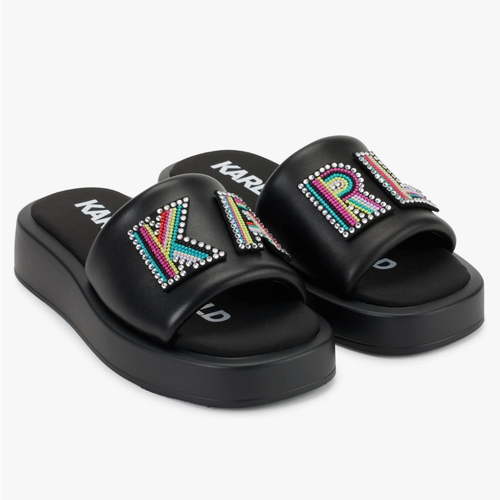 💙Karl Lagerfeld embellished black sandals NWT